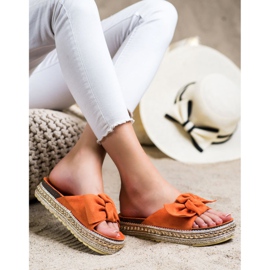 SHELOVET Pantofle s espadrilkami s mašlí oranžový 2
