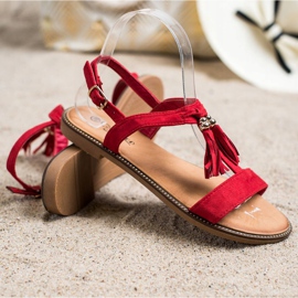 Groto Gogo Červené sandály s třásněmi 1