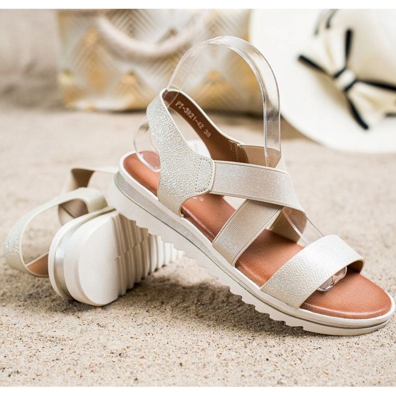 Best Shoes Nazouvací sandály s třpytkami zlatý 1