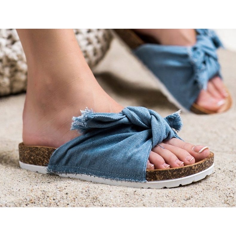 Forever Folie Pohodlné textilní pantofle modrý 2