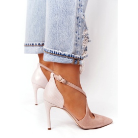 Semišové vysoké podpatky Visconi 7400TAS / 239 béžové béžový růžový 4