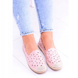 Lu Boo Dámské balerínky Růžové espadrilky Macarena Flowers růžový 4