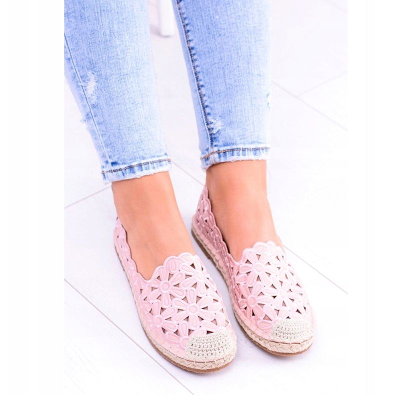 Lu Boo Dámské balerínky Růžové espadrilky Macarena Flowers růžový 4