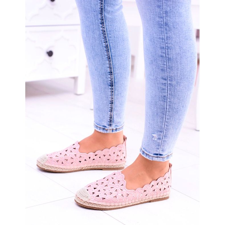 Lu Boo Dámské balerínky Růžové espadrilky Macarena Flowers růžový 6