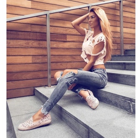 Lu Boo Dámské balerínky Růžové espadrilky Macarena Flowers růžový 7