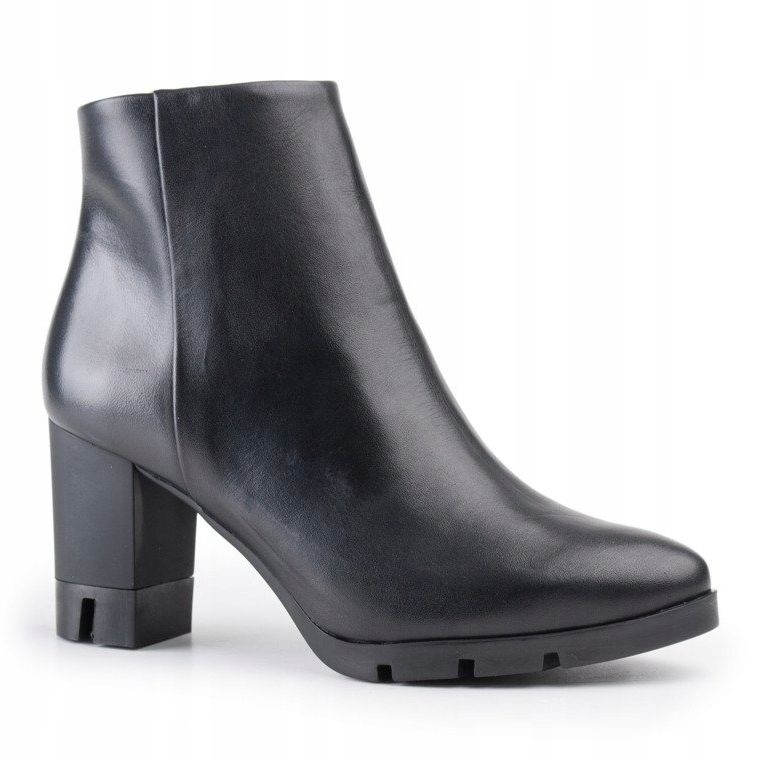 Marco Shoes Odvážné kozačky z přírodní lícové kůže na tlustém podpatku černý 1