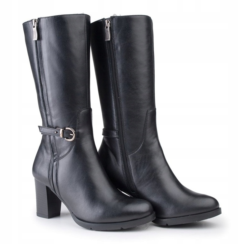 Marco Shoes Klasické boty z černé kůže nappa s dalšími přezkami a popruhy černá 1