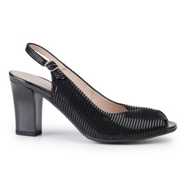 Marco Shoes Sandály bez špičky a podpatku v černé kůži s pruhy černý 1