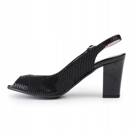 Marco Shoes Sandály bez špičky a podpatku v černé kůži s pruhy černý 2