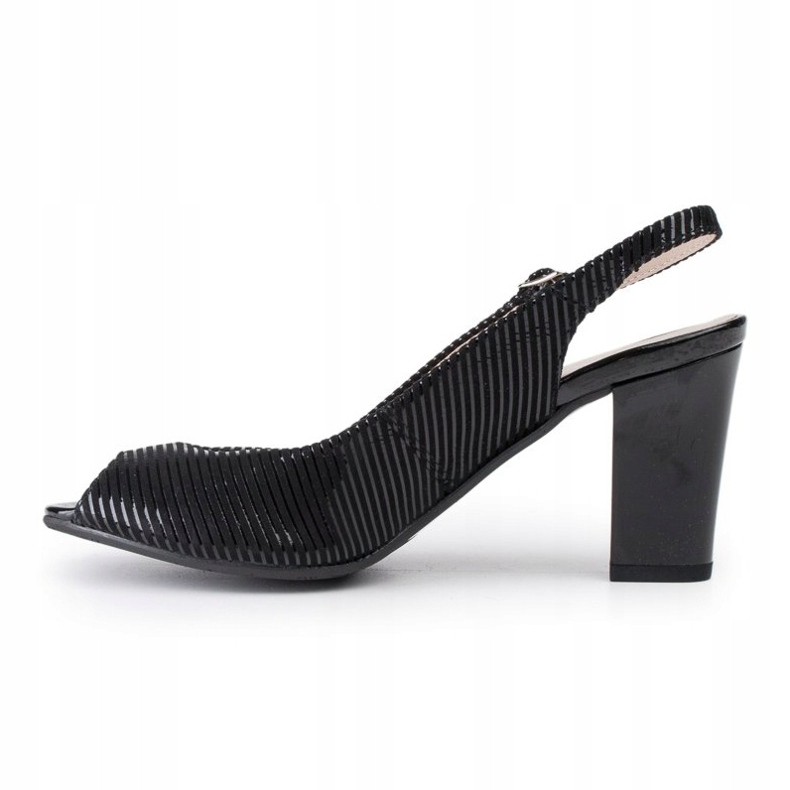 Marco Shoes Sandály bez špičky a podpatku v černé kůži s pruhy černý 2