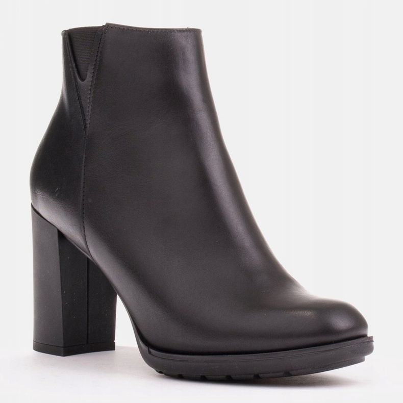 Marco Shoes černé kožené kotníkové boty černý 1