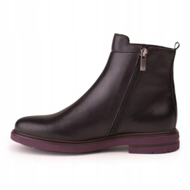Marco Shoes Lehké kotníkové boty s plochým spodkem z černé kůže a purpurovou vsadkou černý 2