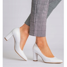 Marco Shoes Klasické bílé kožené lodičky bílý 1