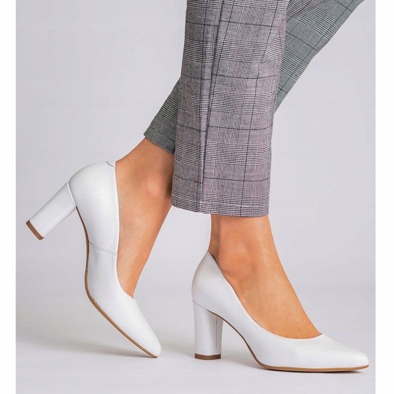 Marco Shoes Klasické bílé kožené lodičky bílý 1