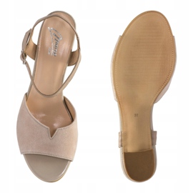 Marco Shoes Béžové sandály 0624P v zajímavé kůži béžový 2