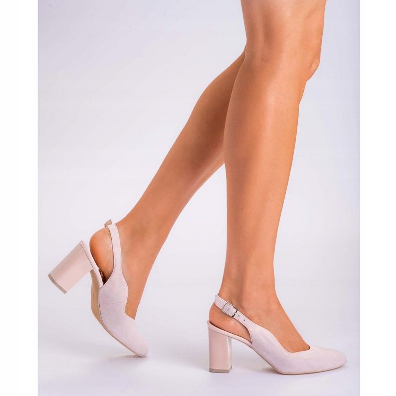 Marco Shoes Růžové sandály 1071P s třpytkami na kůži růžový 1