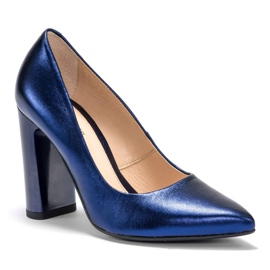 Marco Shoes Elegantní tmavě modrá metalická kožená lodička na vyšším podpatku námořnická modř modrý 2