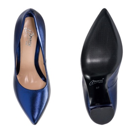 Marco Shoes Elegantní tmavě modrá metalická kožená lodička na vyšším podpatku námořnická modř modrý 1