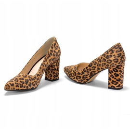 Marco Shoes Kožené lodičky Marco 1066P z panteru hnědý 2