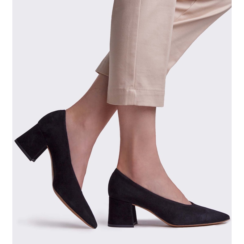 Marco Shoes Elegantní černé dámské semišové lodičky černý 1
