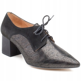 Marco Shoes Černé šněrovací boty 1248P ze semiše se vzorem černý 1