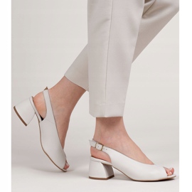 Marco Shoes Bílé kožené sandály 1573P se stabilním podpatkem bílý 2