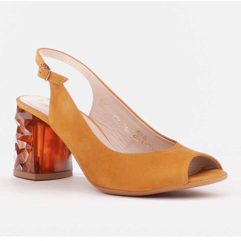 Marco Shoes Kožené sandály žluté s patou 3D 1517P žlutá 1 Marco Shoes Kožené sandály žluté s patou 3D 1517P žlutá 1