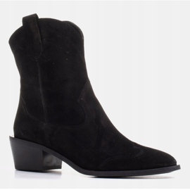 Marco Shoes Černé kovbojské boty z přírodního semiše bez izolace černý 1