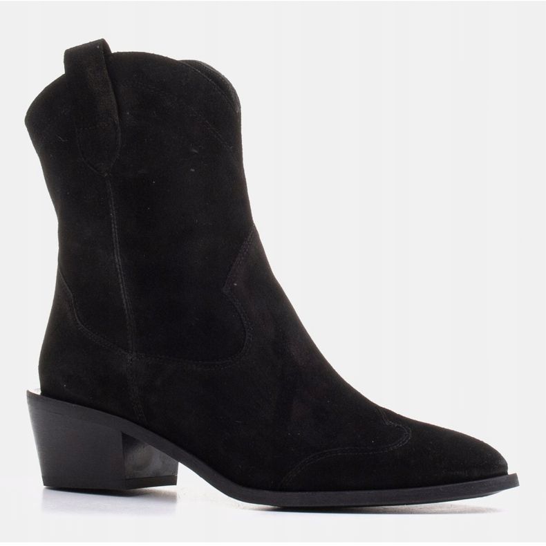 Marco Shoes Černé kovbojské boty z přírodního semiše bez izolace černý 1
