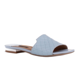 Marco Shoes Elegantní dámské pantofle z reliéfní kůže modrý 1