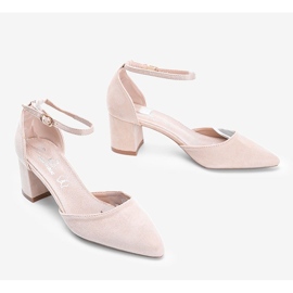 Béžové lodičky na nízkém sloupku Gemma béžový 1