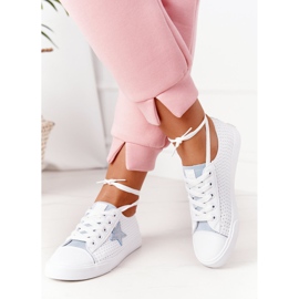 Dámské kožené tenisky s hvězdou Big Star DD274692 bílo-modrou bílý modrý 1