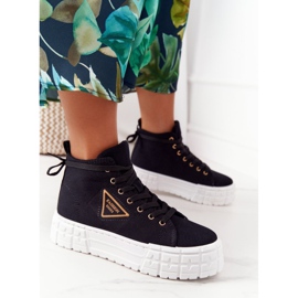 Dámské vysoké tenisky na černé manhattanské platformě černý 2