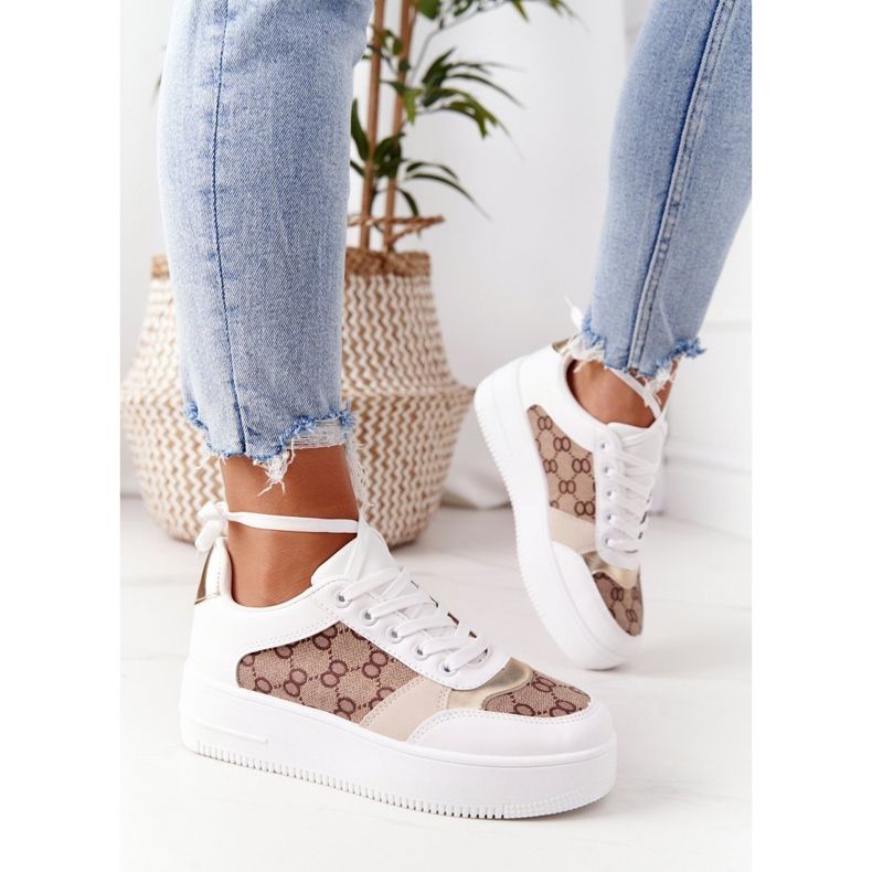 Sportovní obuv Tenisky na platformě bílé a zlaté Allisone bílý zlatý 2