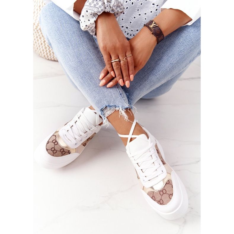 Sportovní obuv Tenisky na platformě bílé a zlaté Allisone bílý zlatý 1