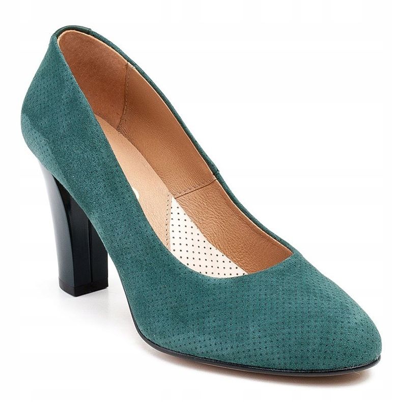 Marco Shoes Zelené lodičky 777P vyrobené z unikátní semišové kůže s 3D tečkami zelený 1
