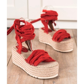 Seastar Svázané sandály na vysoké platformě červený 1