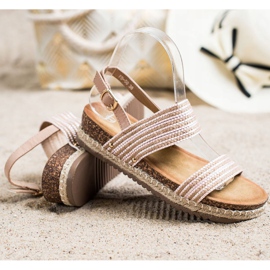 SHELOVET Pohodlné sandály s přezkou hnědý růžový 1