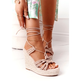 SEA Svázané klínové sandály s pleteným aktem Run the World béžový 2