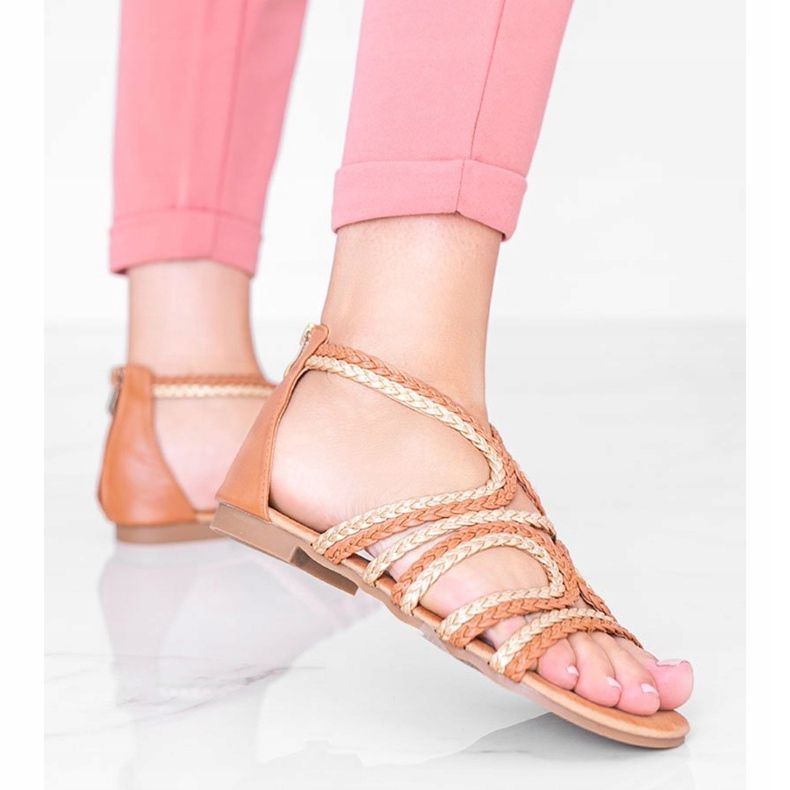 Dámské sandály Velvet Night camel hnědý zlatý 1