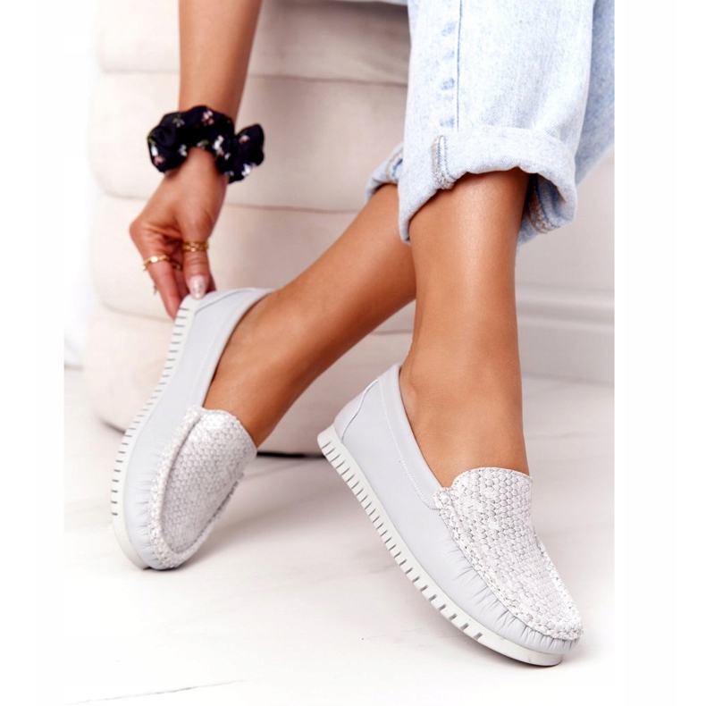 Dámské kožené mokasíny S.Barski 97630 Grey šedá 1