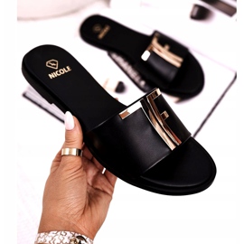 Elegantní dámské pantofle černé Nicole Dilmah černá 2