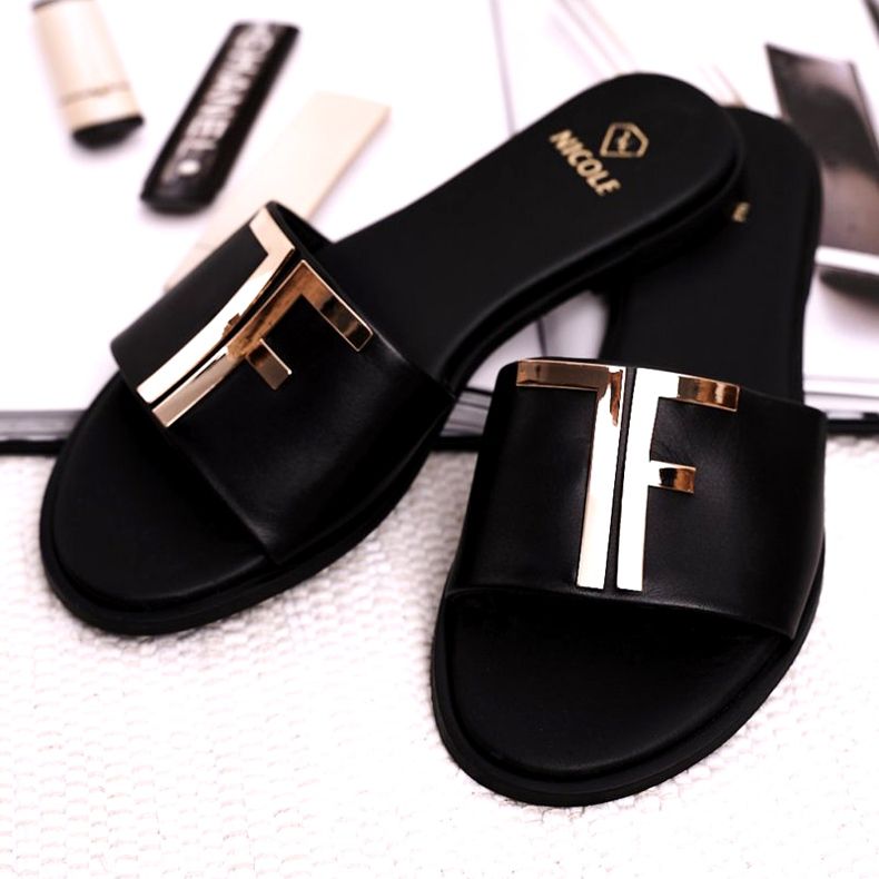 Elegantní dámské pantofle černé Nicole Dilmah černá 4