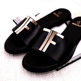 Elegantní dámské pantofle černé Nicole Dilmah černá 5