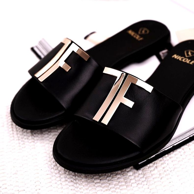 Elegantní dámské pantofle černé Nicole Dilmah černá 5