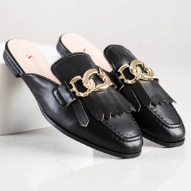 Seastar Stylové pantofle s ozdobou černá 1