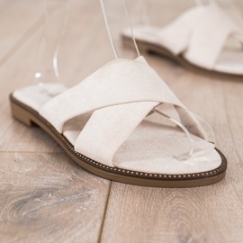 Ideal Shoes Elegantní semišové pantofle béžový 1