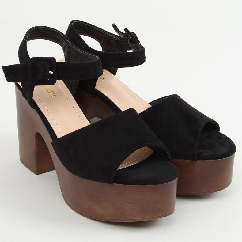Černé sandály dřeváky F8201 Black černý 1