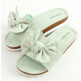 Aquamarine 7855 Zelené pantofle na korku zelená 1