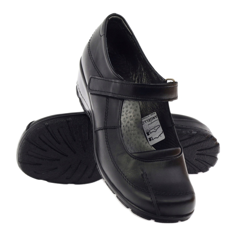 Lodičky na klínku přírodní kůže Angello 371 černá 3